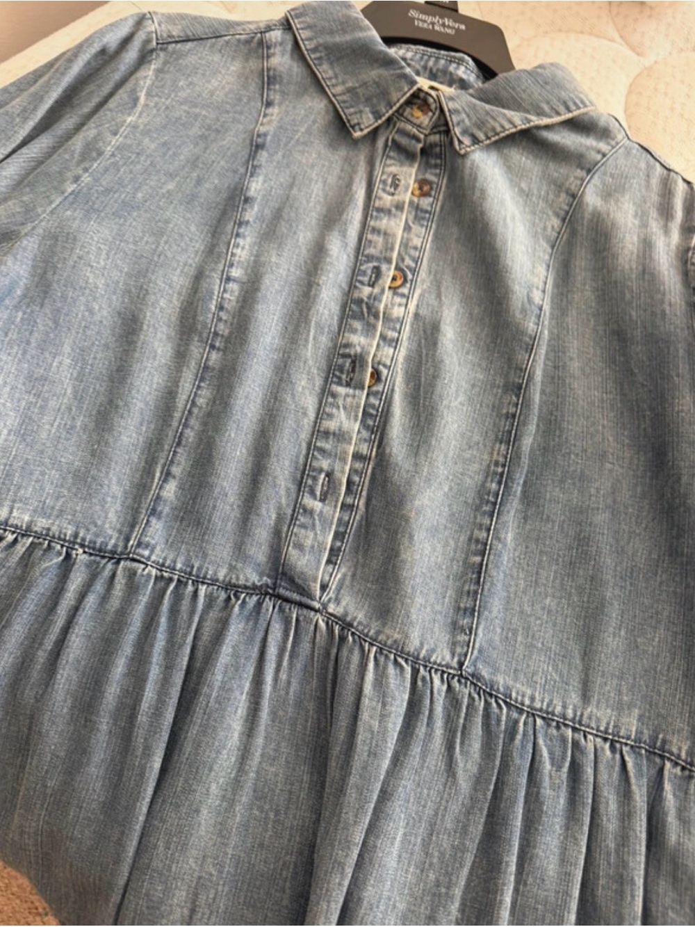 Easel Denim Tiered Shirt Dress - Picture 6 of 9